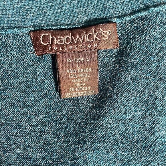 Chadwick’s Collection Open Front Cardigan – Size L – Teal Blue Knit Duster - Picture 3 of 5